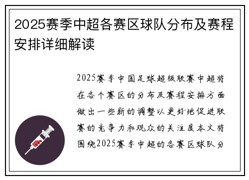 2025赛季中超各赛区球队分布及赛程安排详细解读