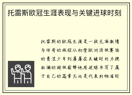 托雷斯欧冠生涯表现与关键进球时刻